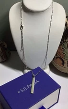 NWB N5671 Silpada 925 Sterling Silver 1.25” Vertical Bar Pendant Necklace 19.25”