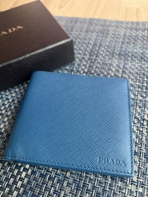 Prada Wallet Mens Blue Saffiano Leather