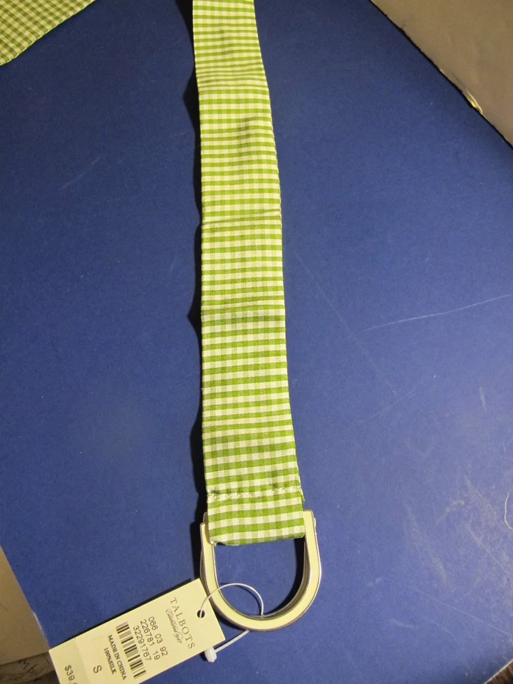 Cinturón de seda de guinga de Talbot's. Mediano. Verde y blanco. Nuevo Foto 2 de 2