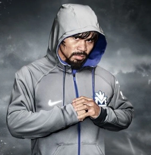 Nike Therma Fit Manny Pacquiao Zip Up Gray 3M Hoodie Jacket Mens Size Medium