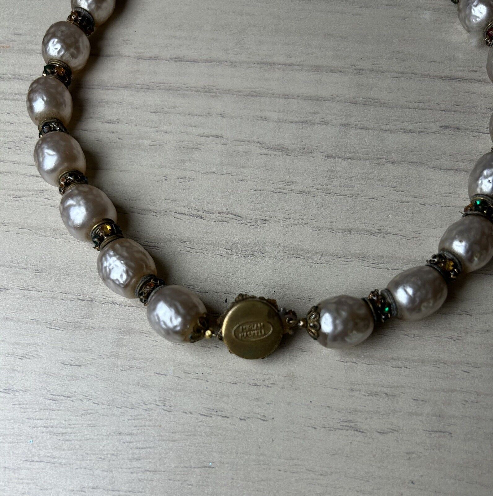 Sign Miriam Haskell vintage Silver Pearls Baroque… - image 9