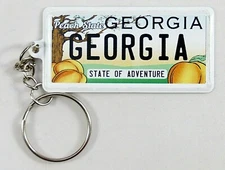 Georgia License Plate Aluminum Ultra-Slim Souvenir Keychain 2.5"x1.25"x0.06"