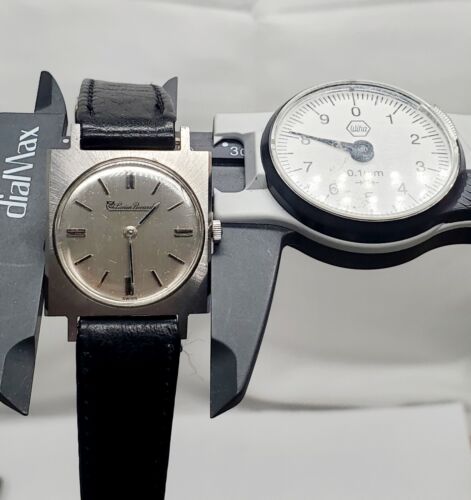 70's Lucien Piccard Square Manual Watch Men's Stainless Steel 83614 Windup Works - Picture 6 of 12
