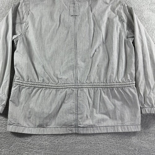 Gap Jacket Womens XL Blue White Hooded Parka Stripe Rope Cinch Canvas Cotton - Picture 13 of 14