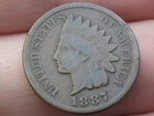 1887 Indian Head Cent Penny- VG Details, Chocolate Brown