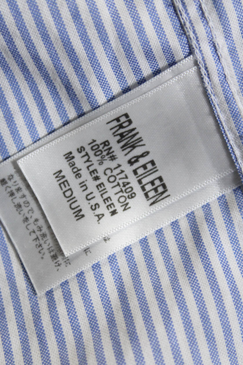 Frank & Eileen Women's Cotton Striped Button Down Collared Shirt Blue
