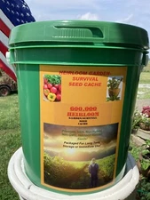 RUGGED SURVIVAL SEED BUCKET 600,000 Non-GMO.HEIRLOOM Veggie~Sprout~Fruit Seeds.