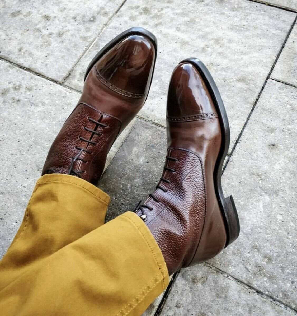 Handmade Mens Cap toe Leather Dress 