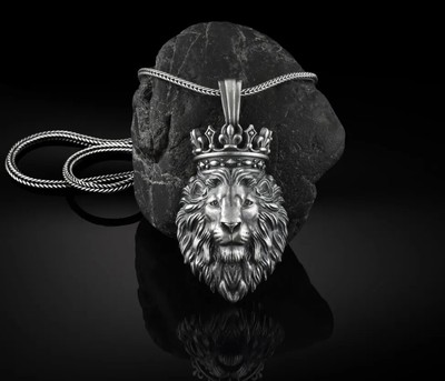 Lion King Silver Mens Necklace, Best Lion Men Necklace, Lion King Charm chain
