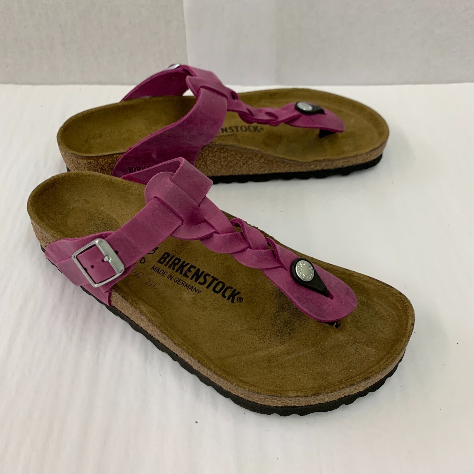 Birkenstock New w/o Box Gizeh Braided Festival Fuchsia Oiled Leather Regular image 2