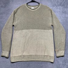Columbia Sweater Men's Large Olive Green Knit 100 Cotton Long Sleeve Pullover