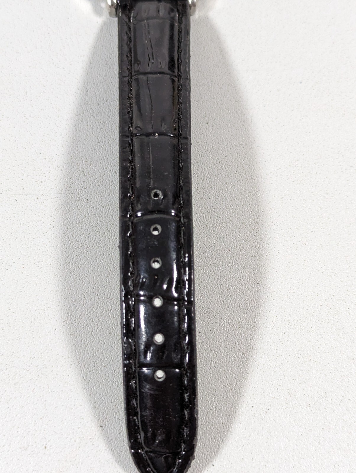 Womans Silver Tone Dial Rectangle Case Black Leat… - image 3