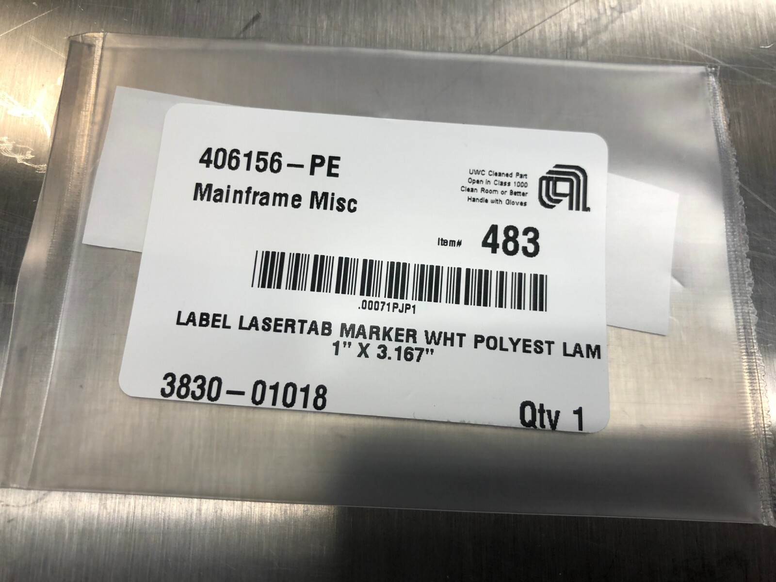 Applied Materials (AMAT) 3830-01018 LABEL LASERTAB MARKER WHT POLY LAM ...