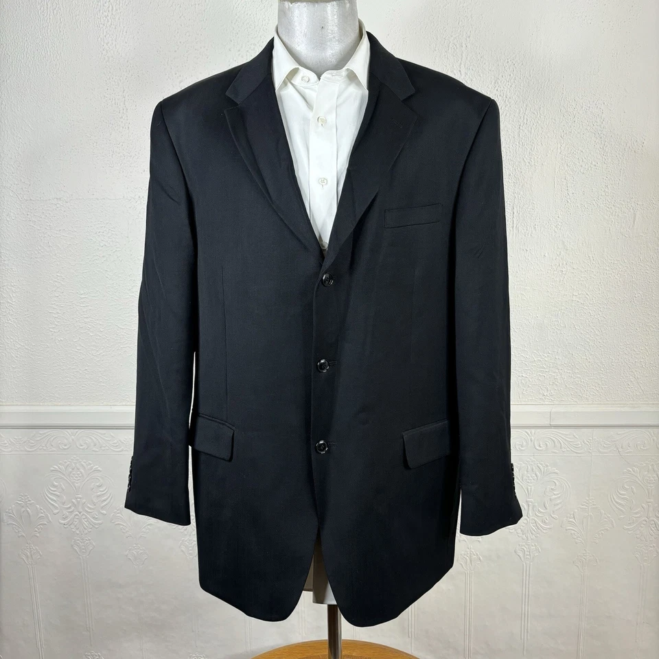 Куртка мужская Jones New York JNY Blazer 48L однотонная черная на трех пуговицах - Изображение 2 из 4