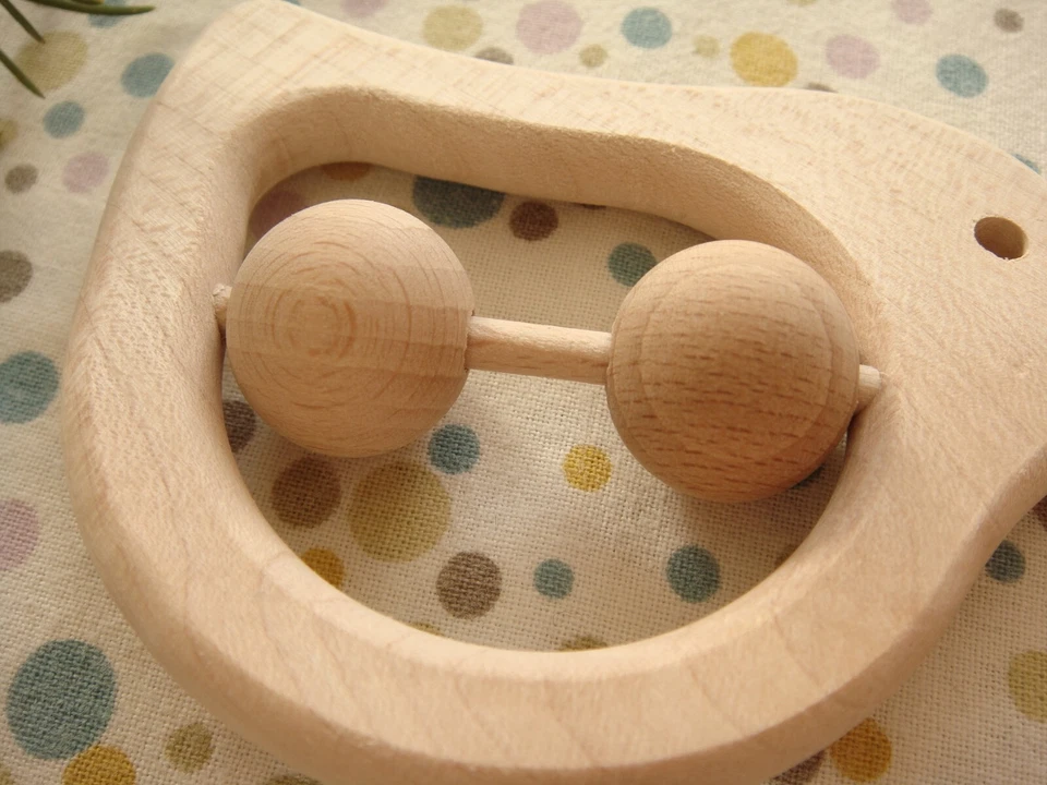 BIRDLEE - Juguete de madera orgánica para bebé sonajero y dentición, hecho en Europa, pájaro Foto 4 de 4