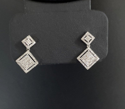Ross-Simons 0.50 ct. t.w. Pave Diamond Earrings in Sterling Silver New