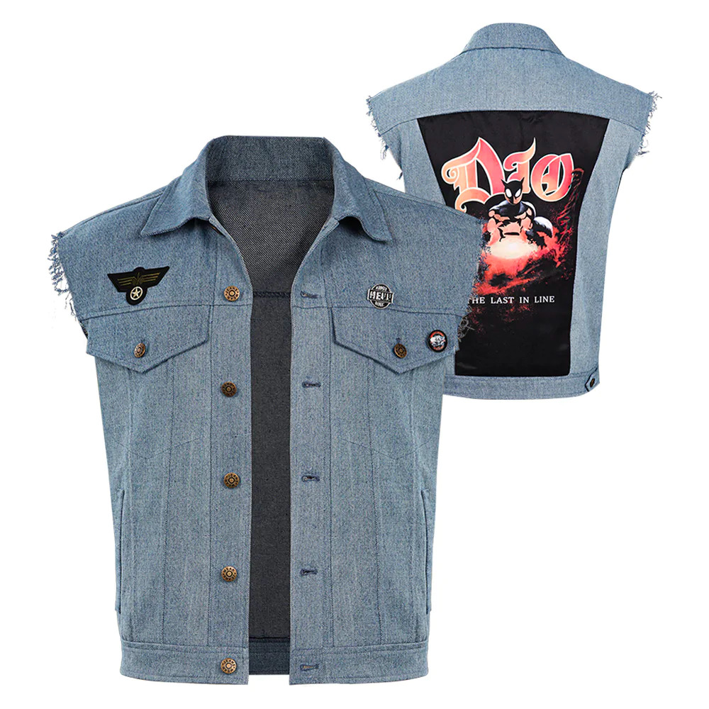 Stranger Things Eddie Printed Blue Denim Vest