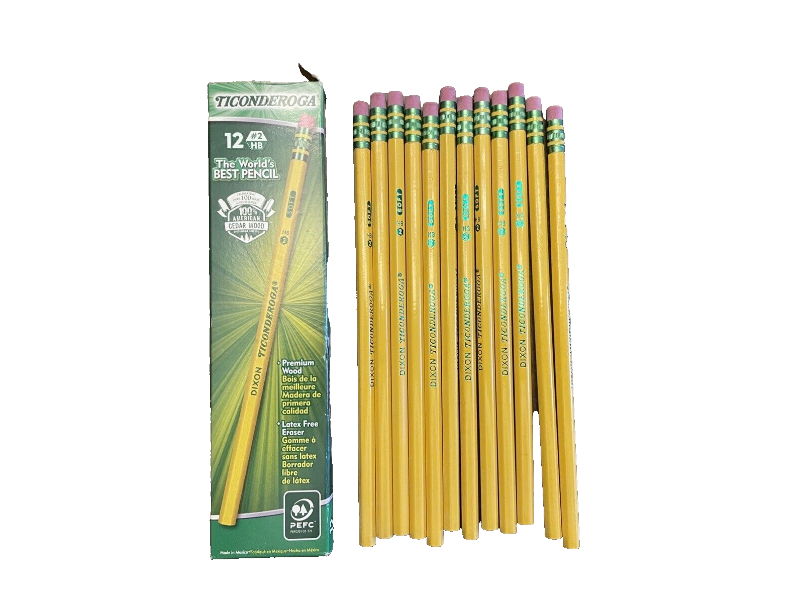 Pencils Dixon Ticonderoga 13882 No. 2 Soft 12 Count Dated 2015 Unsharpened Box-image