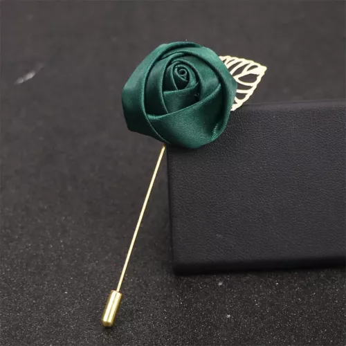 Mens Rose Brooch Flower Brooch Boutonniere Suit Lapel Wedding Pin Tassel Chain - Picture 23 of 95