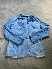 Gigi Moda Size Medium Cotton Jacket Blue Button Zipper Trim Pockets Collard