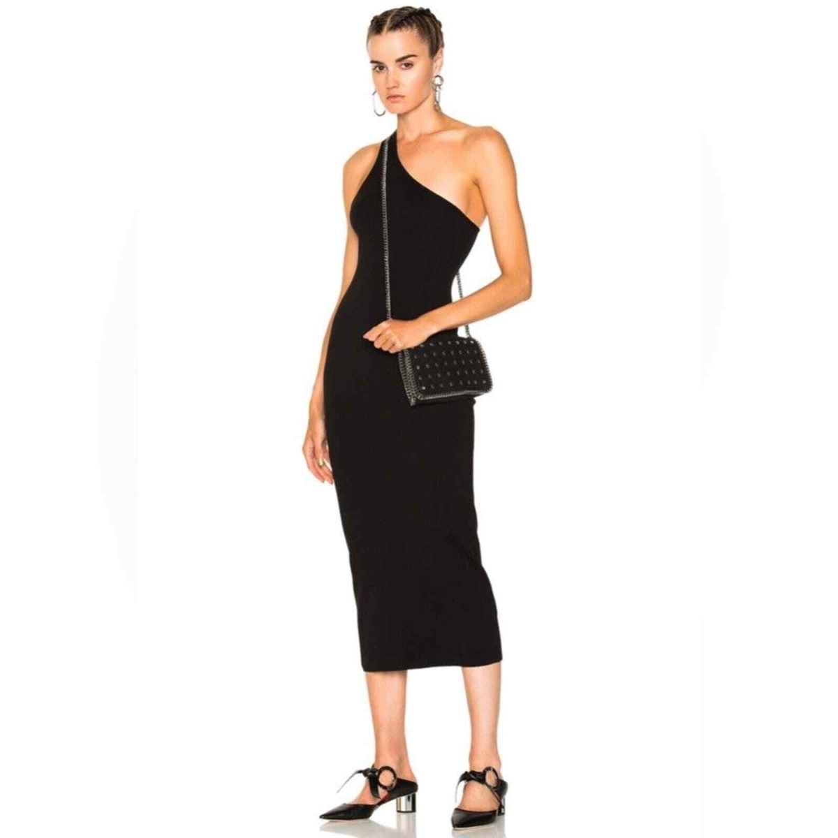 A.L.C Theo Ribbed Knit Cotton Stretch Dress in Black Small