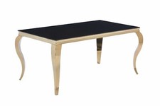 Designer Esstisch aus poliertem Edelstahl Chrom 160 x 90 x 76 cm Gold Farben 