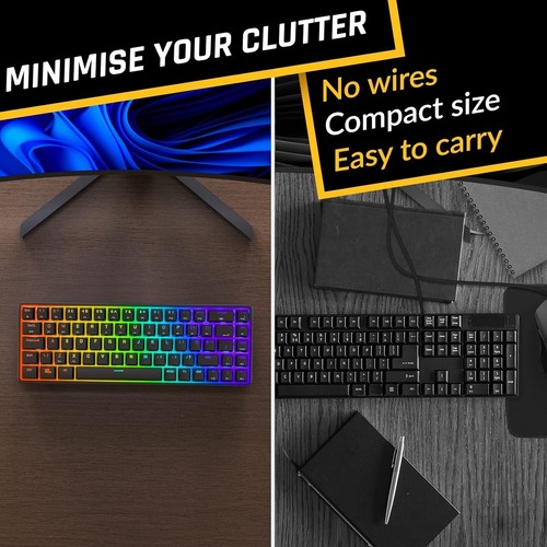 KLIM Shift Wireless 60% RGB Mechanical Keyboard 2024 Hot-Swap USB-C Compact - Afbeelding 6 van 16