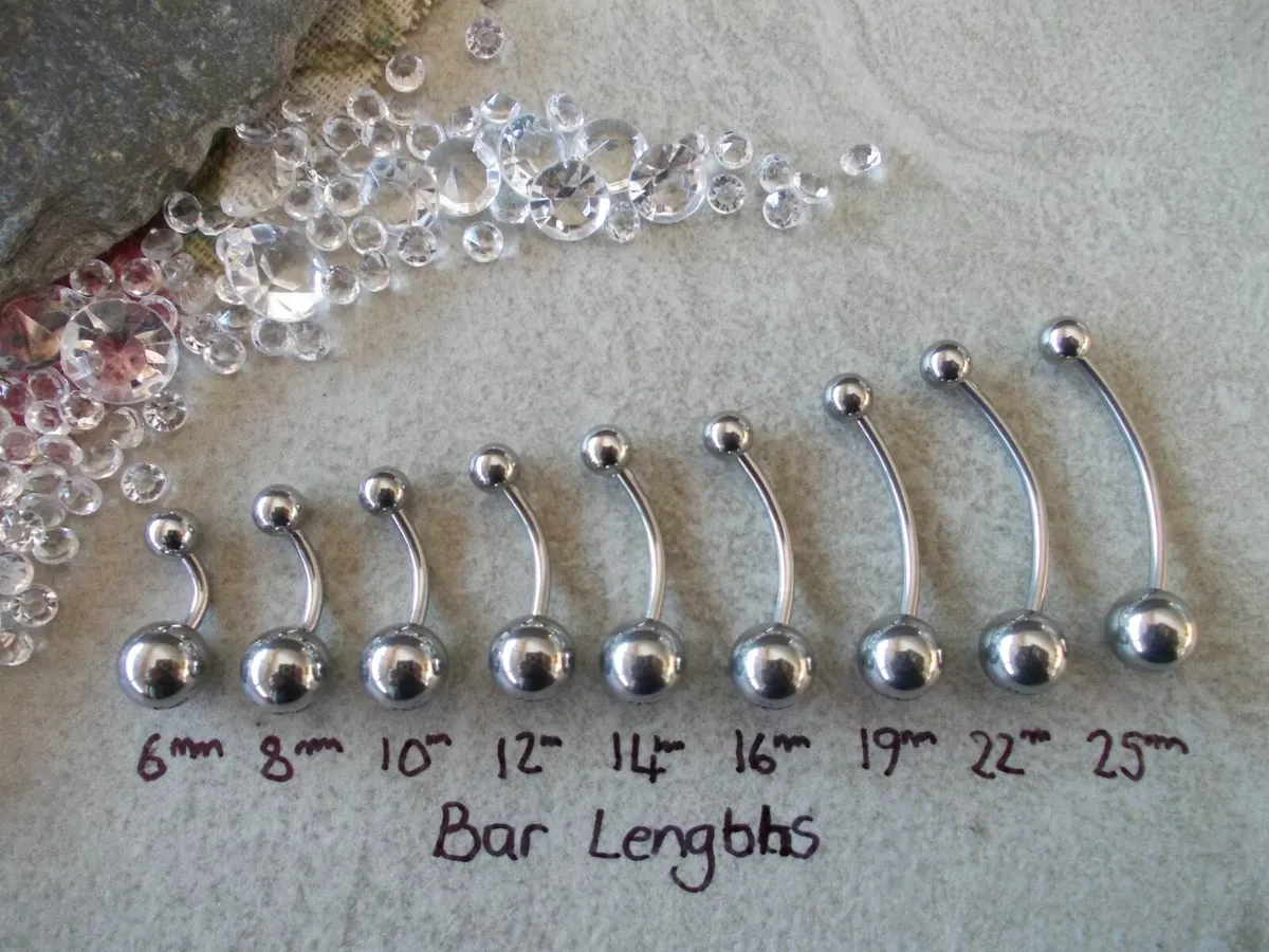 CHOOSE BAR LENGTH COL 1 UV BELLY BAR 6 8 10 12 14 16MM SURGICAL STEEL FLEXIBLE