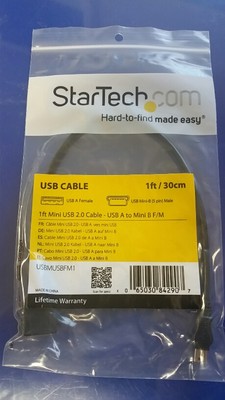 StarTech USBMUSBFM1 1ft/30cm  Mini USB 2.0 Cable - USB A to Mini B F/M