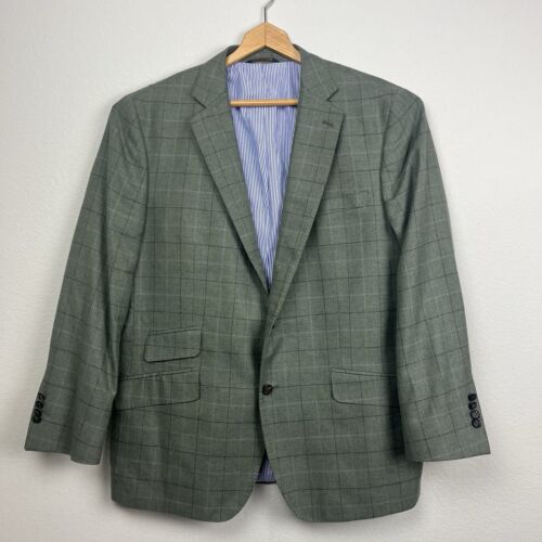 46R Brooks Brothers Madison Blazer Luxury Fabric Moon Blazer in Green Wool Blend