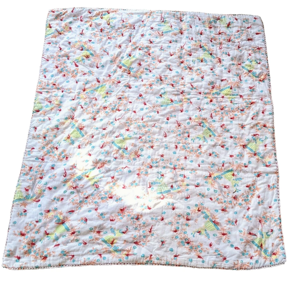 Manta atada vintage hecha a mano 40 x 35" decoración cottagecore mujer aseo granja Foto 2 de 4