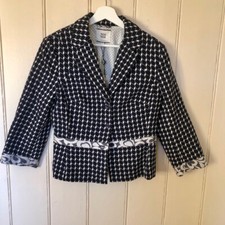 Jacket Noa Noa Smart Short Blazer Blue And White New With Tags, Size 12