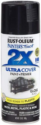 Rust-Oleum 249122 12-Oz Premium 2X Ultra-Cover Spray Paint, Gloss Black