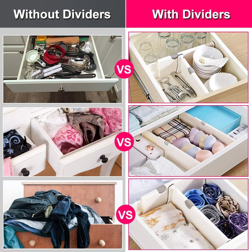 Drawer Dividers Organizer 5 Pack, Adjustable Separators 4" High Expandable from - Picture 6 of 7