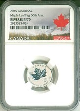 2025 Canada S$2 Maple Leaf Flag 60th Anniversary NGC Reverse PF70