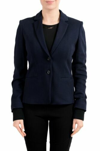 Blazer Femme Hugo Boss Juicyna - Taille US 4 (IT 40) - Laine Et Viscose Gris Rayé, Neuf Sans étiquettes