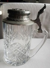 Glashumpen mit Zinndeckel 95% Zinn Jagdmotiv gut erhalten
