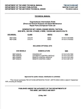 565 p.  500kW TACTICAL GENERATOR SET MEP-029A -B Depot Maintenance Manual on CD