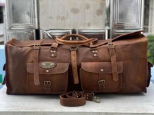 26" Leather Luggage Garment Weekender Overnight Duffel Bag Men & Women Bags