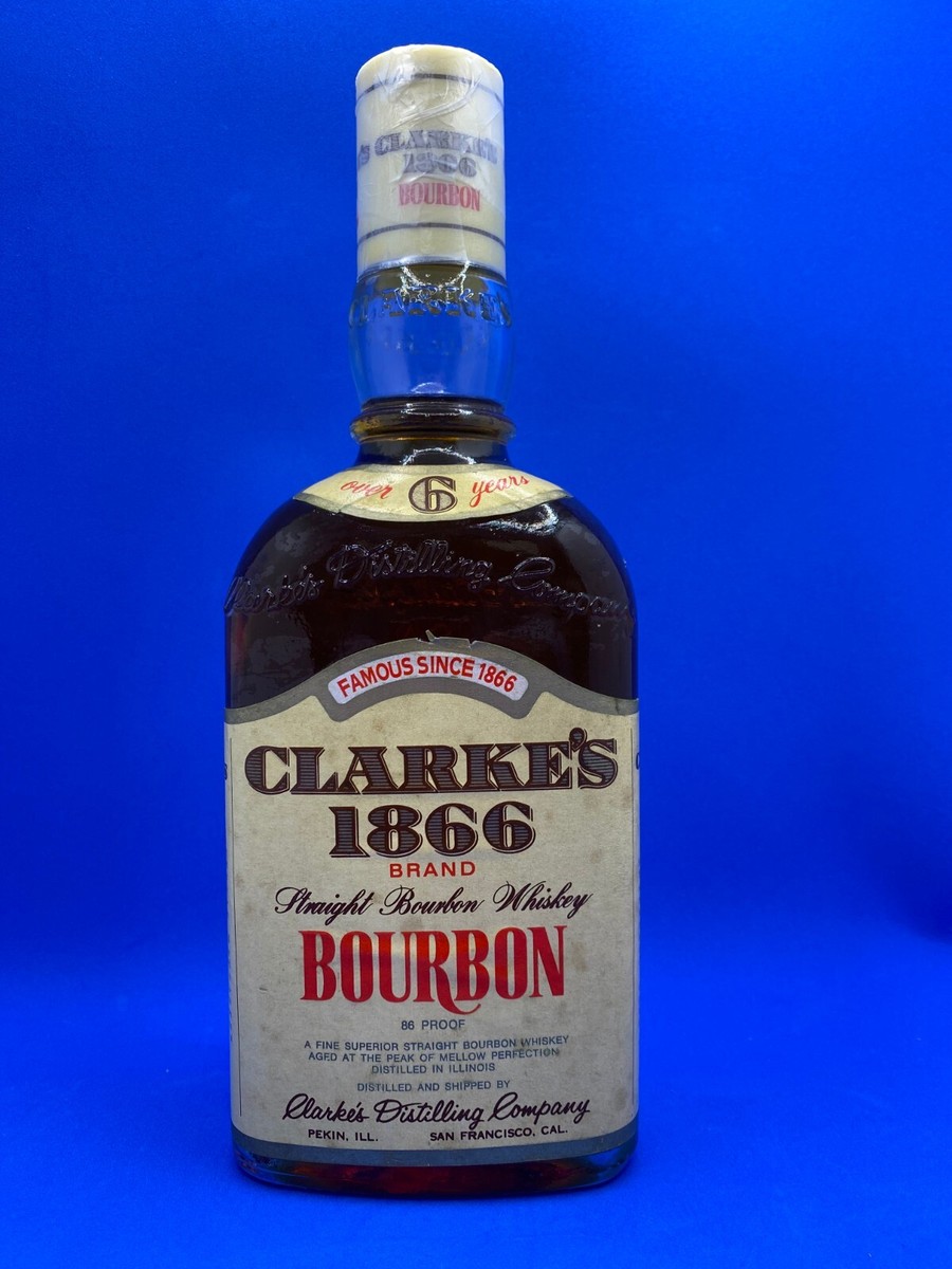 Whisky Bourbon Clarke's 1866 6 yo 86 Proof. anni '70 vintage rara