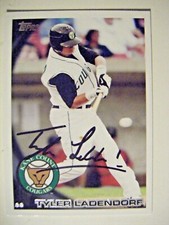 TYLER LADENDORF signed RC CUBS A's 2010 Topps Pro Debut baseball card AUTO #132