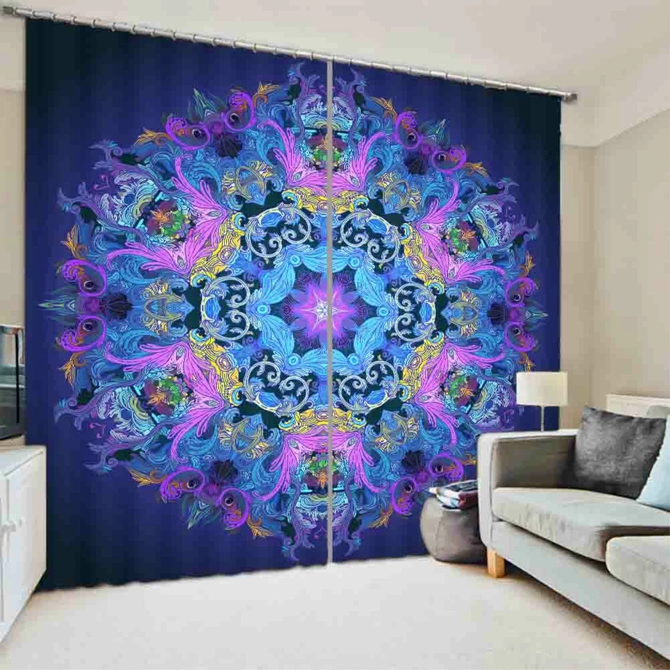 Purple Orange Nice Lace 3D Curtain Blockout Photo Printing Curtains Drape Fabric - image 2 of 4