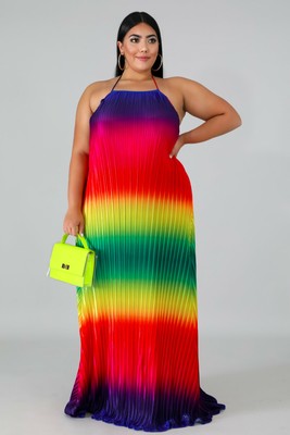 plus size pleated maxi dress