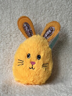 Way To Celebrate, Easter Plush 7  BUNNY HEAD with Glitter Ears, Orange