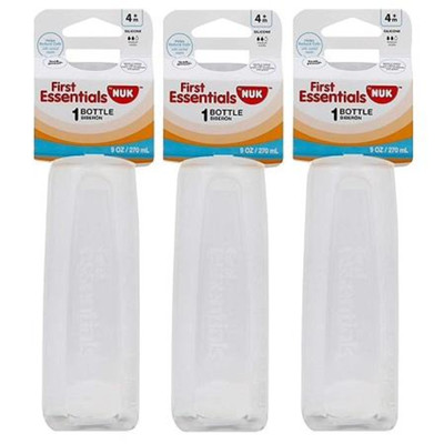 NUK Gerber First Essentials Baby Feeding Bottle Clear View 9 Oz. Pack Of 3