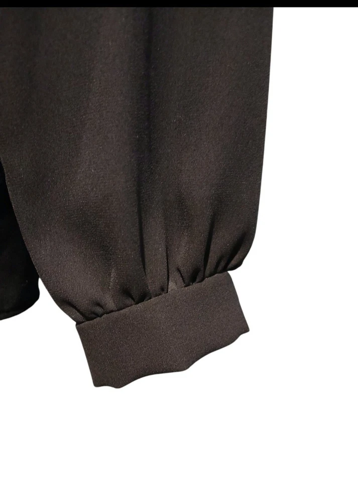 Vintage 70s Rhoda Lee Black Shine Blouse size 14 Large - Image 2 of 4