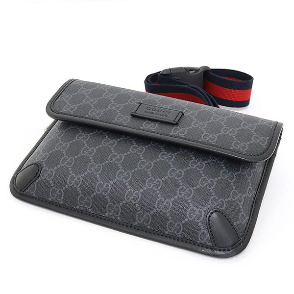 Sac ceinture Gucci Gg Supreme noir/gris bande Web 598113 rang S occasion