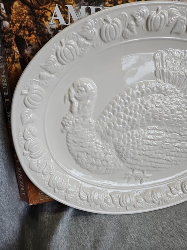 Plato grande ovalado blanco de 18" para servir pavo por encima y por detrás - Imagen 2 de 9