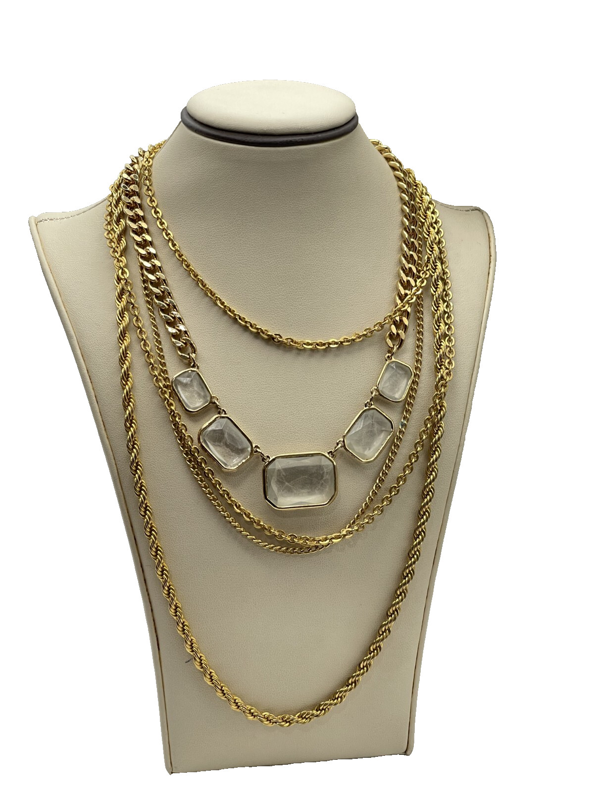4 Layering Stackable Vintage Gold-Plated Necklace… - image 2