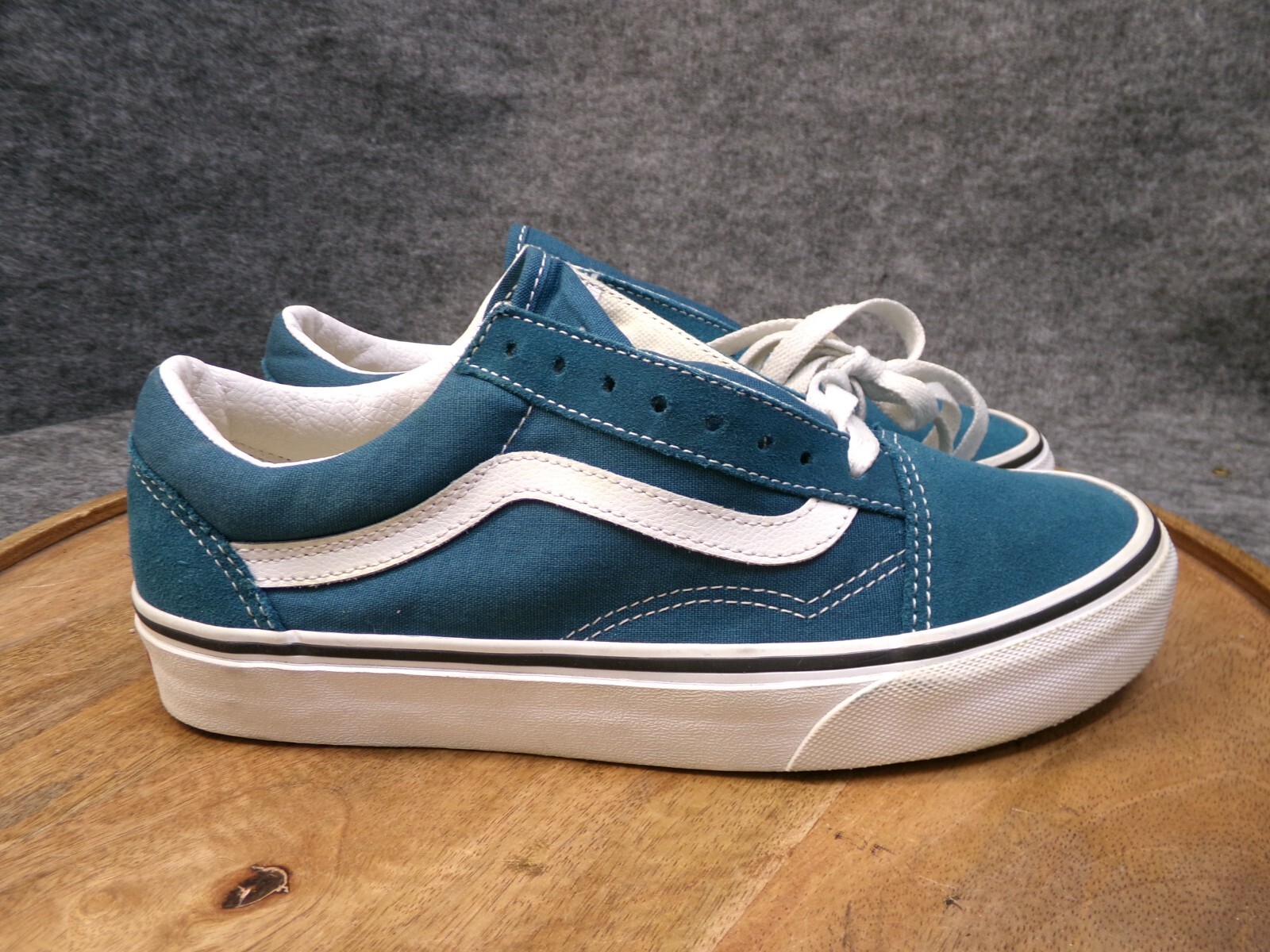 Vans Womens Old Skool Deep Teal Suede Casual Skateboarding Sneakers Shoes Size 8